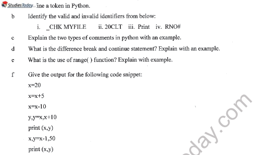 computer science term 1 question paper